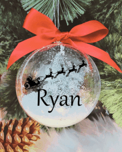 Personalised Sleigh with Name - 10cm Acrylic Bauble