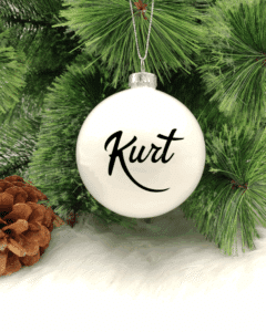 Personalised with Font Name Kurt - 8cm Glass Bauble