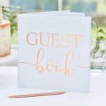 Guest Book - White & Rose Gold Foiled