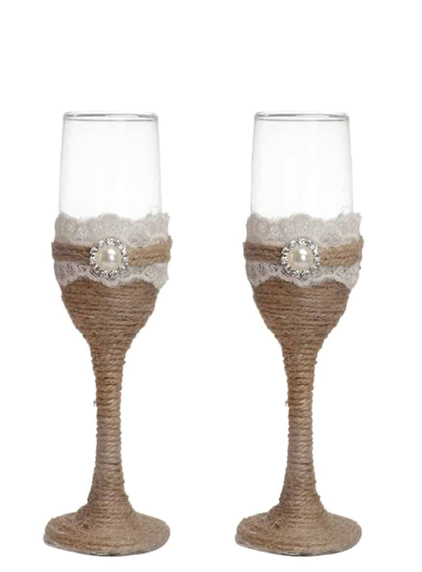 RUSTICFLUTE-Copy.jpg Rustic Lace & Twine Wedding Toasting Flutes – Set of 2 - Image 1