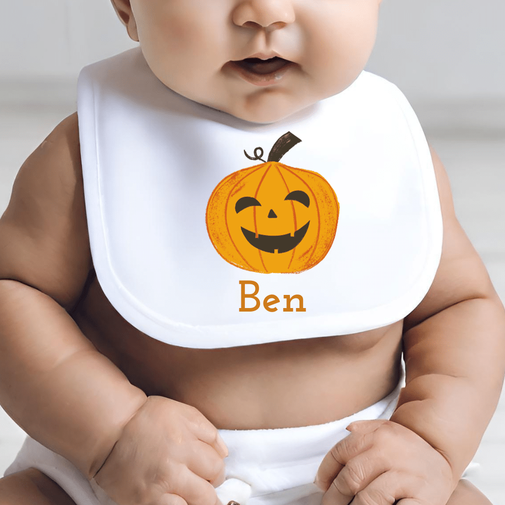 13.png Pumpkin - Personalised Halloween Bib - Image 1