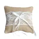 Wedding Ring Pillow Cushion Vintage Burlap Lace Decoration