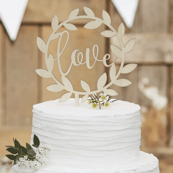 Love - Wooden Cake Topper