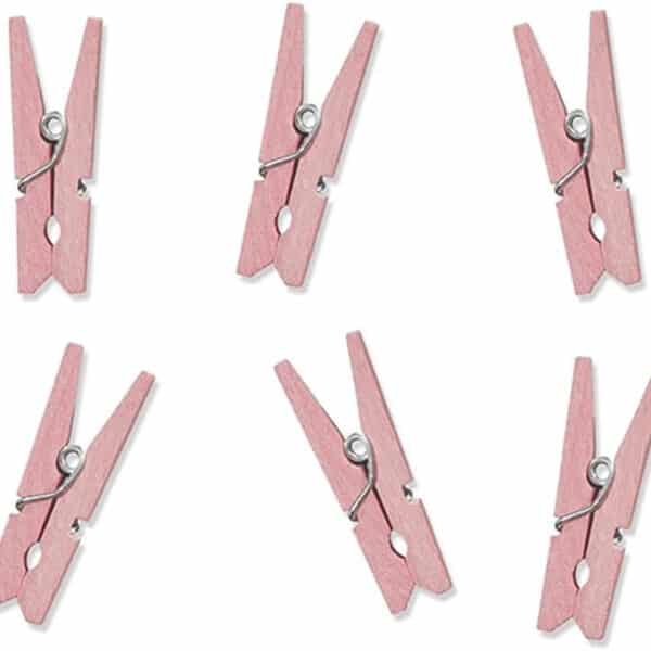 Mini Pink Wooden Pegs - Pink