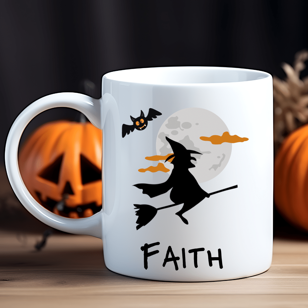 6.png Flying Witch - Personalised Halloween Mug - Image 1