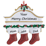 Personalized Christmas Stocking Ornament - Family of 3