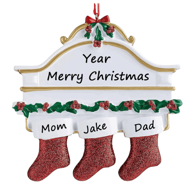 Personalized Christmas Stocking Ornament - Family of 3