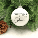 Christmas at the... Personalised with Surname  - 8cm Glass Bauble