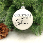 Christmas at the... Personalised with Surname  - 8cm Glass Bauble