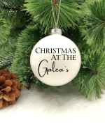 Christmas at the... Personalised with Surname  - 8cm Glass Bauble