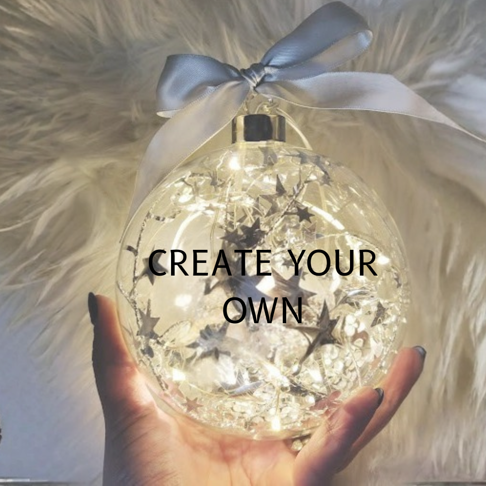 12CM_CREATE_YOUR_OWN_SILVER.png Create Your Own - 12cm Silver Glass Bauble - Image 1