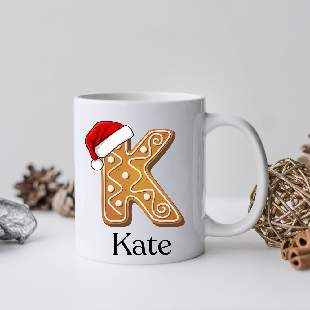 BISCUIT_PERSONALISED_MUG.png Biscuit Initial - Personalised Christmas Mug - Image 1