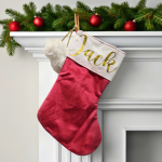 Personalised Velvet Christmas Stocking with Pom Poms