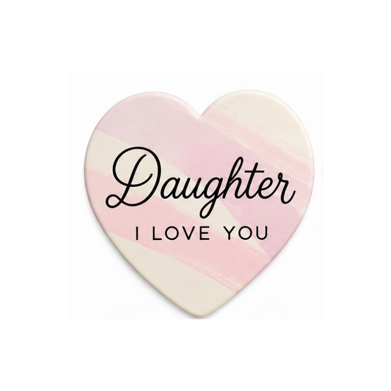 DAUGHTER_ILOVEYOU_COASTER Daughter – I Love You Heart Coaster - Image 1