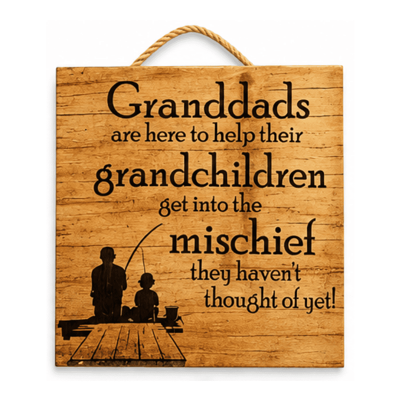 GRANDADMISCHIEF_PLAQUE Granddads & Grandchildren – Wooden Hanging Plaque - Image 1
